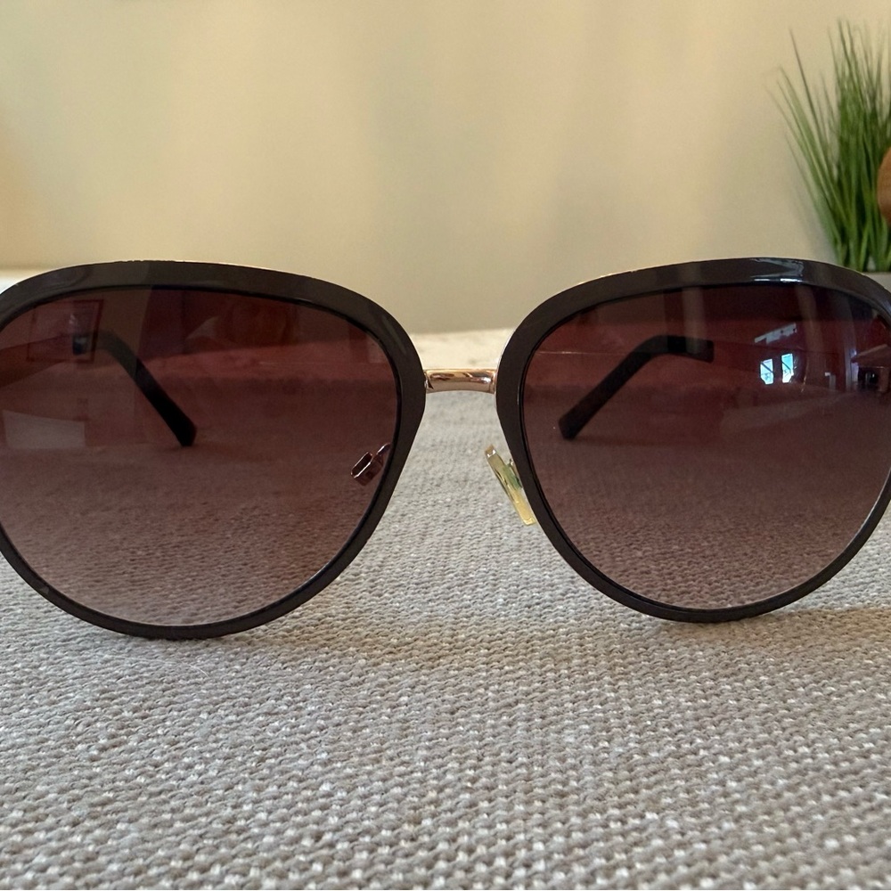 Tahari Oversized Gold Frame Sunglasses